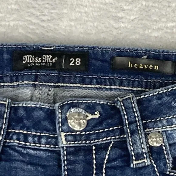 Miss Me Jean Shorts Womens Heaven Mid Short Cut Off Blue‎ Size 28 - Picture 2 of 12